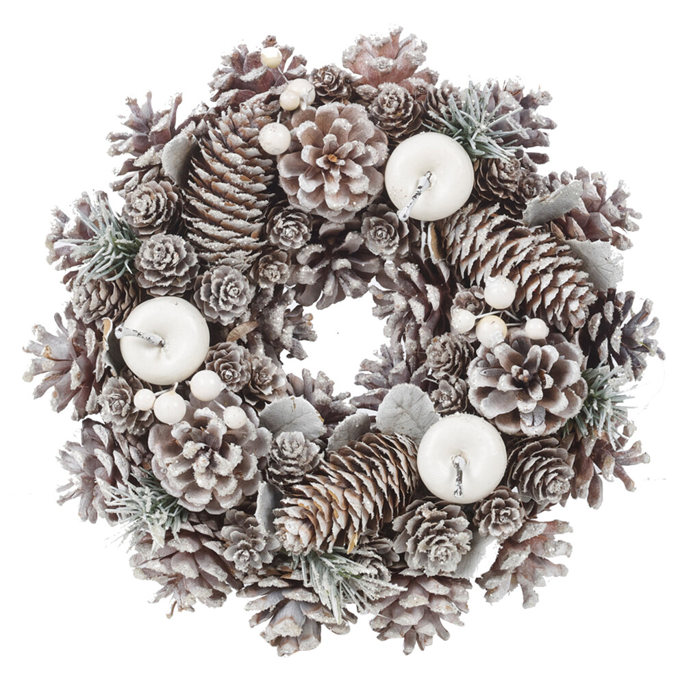 Urbn Living (26Cm, ) Christmas Wreaths Pine Cone Door Flower 24-34Cm White