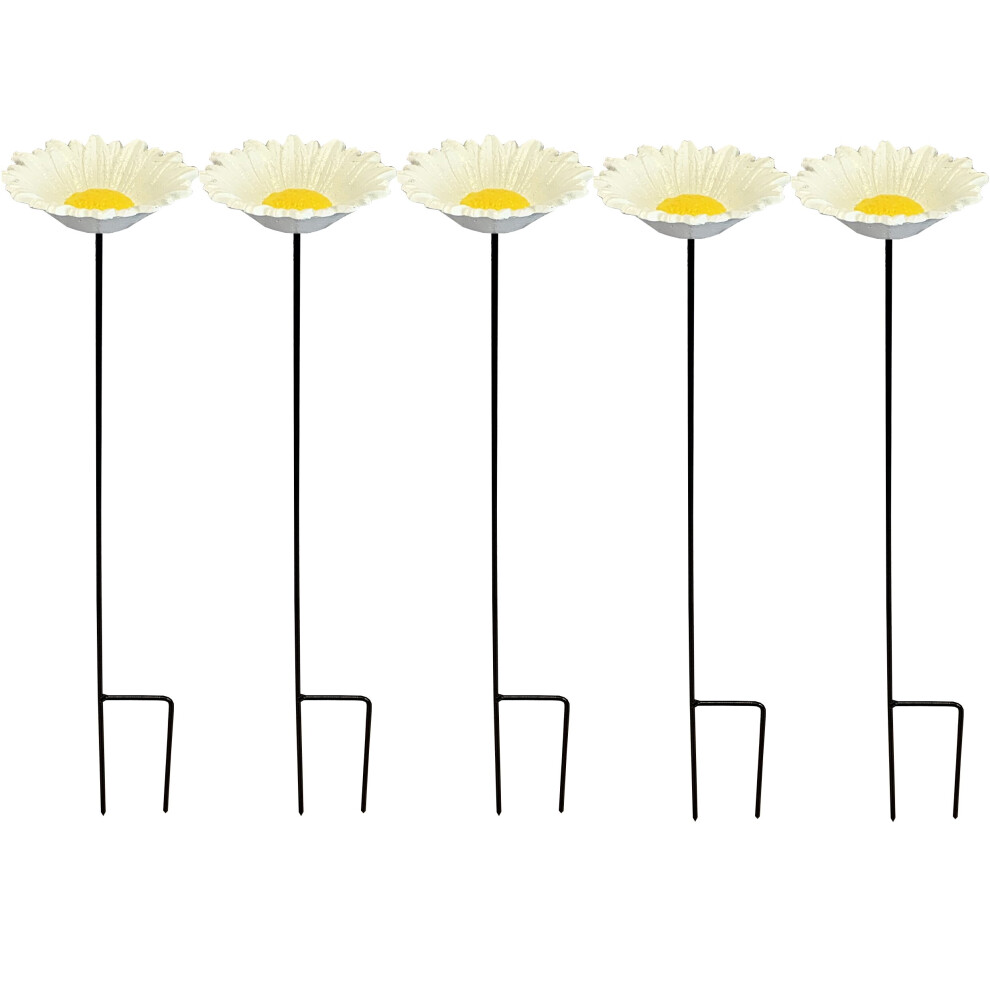 Selections Cast Iron Wild Bird Daisy Flower Dish Bird Feeders (Set Of 5)