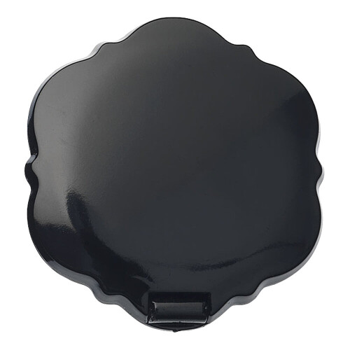3D Rose Folding Compact Mirror Pocket Handbag Size Travel Make Up Black 2