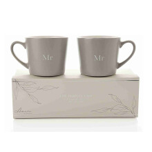 Amore Set of 2 Grey Tea Coffee Mugs Mr & Mr Wedding Anniversary Gift