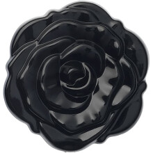 3D Rose Folding Compact Mirror Pocket Handbag Size Travel Make Up Black