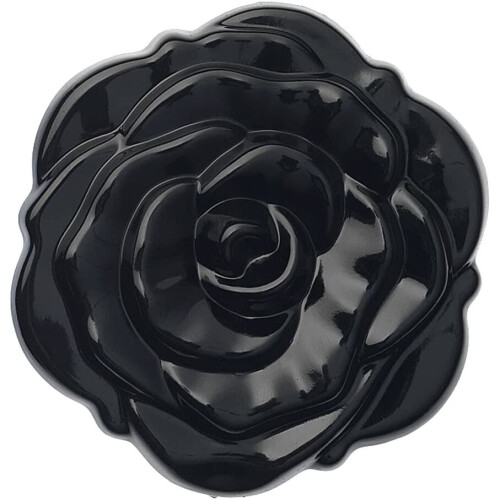 3D Rose Folding Compact Mirror Pocket Handbag Size Travel Make Up Black