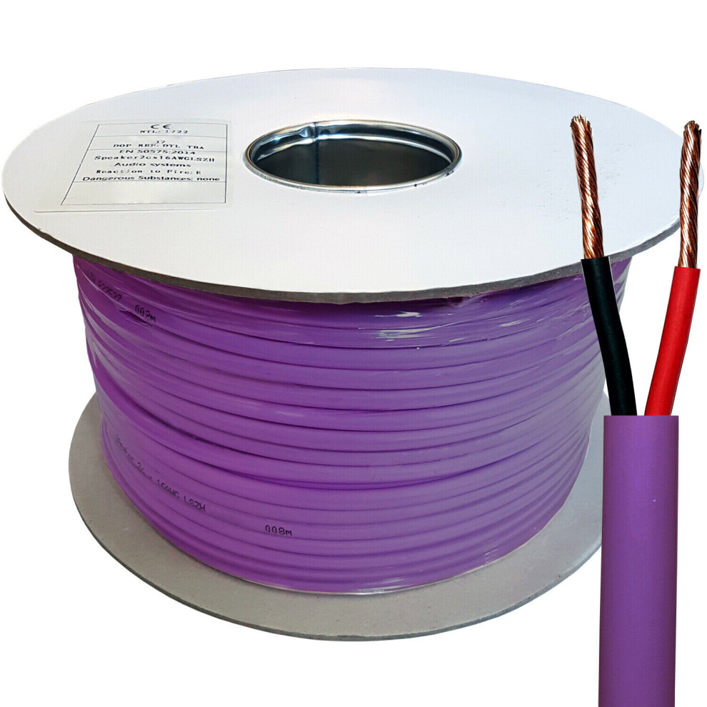 100M Low Smoke Speaker Cable - 18Awg 0.75Mm 6A - Cca Lszh 100V Double Insulated 5056581952158