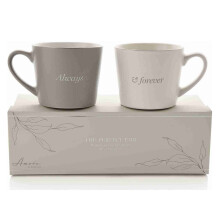 Amore Set of 2 Grey & White Tea Coffee Mugs Always & Forever Anniversary Gift