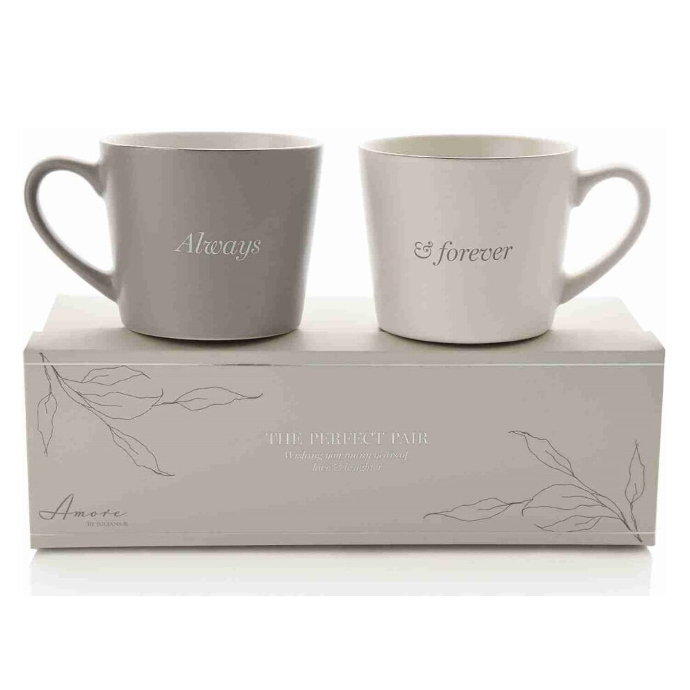Amore Set Of 2 Grey And White Mugs - Always And Forever - Image 3