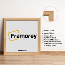 (8x8 Inch) Square Size Oak Picture Frame / LW Style Wall Art Frame / Modern Photo Frames