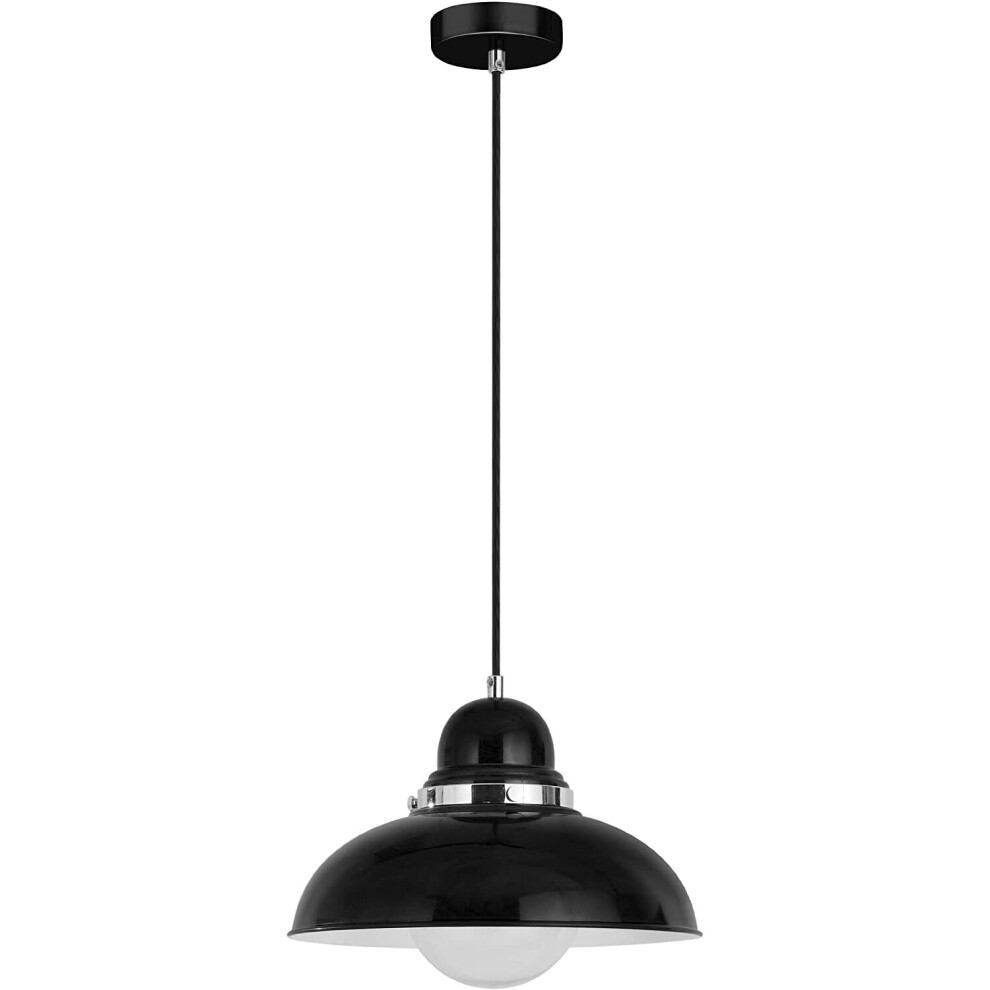 Premier Housewares E27 Edison Screw Chrome Ceiling Pendant, 40 W - Black