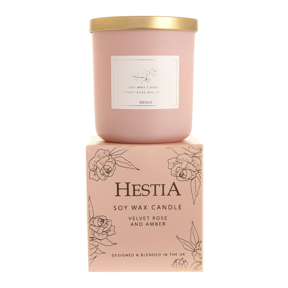 Hestia Velvet Rose & Amber Deluxe Scented Slow Burning Soy Wax Candle-image-OPC-P8YWKM5-NEW
