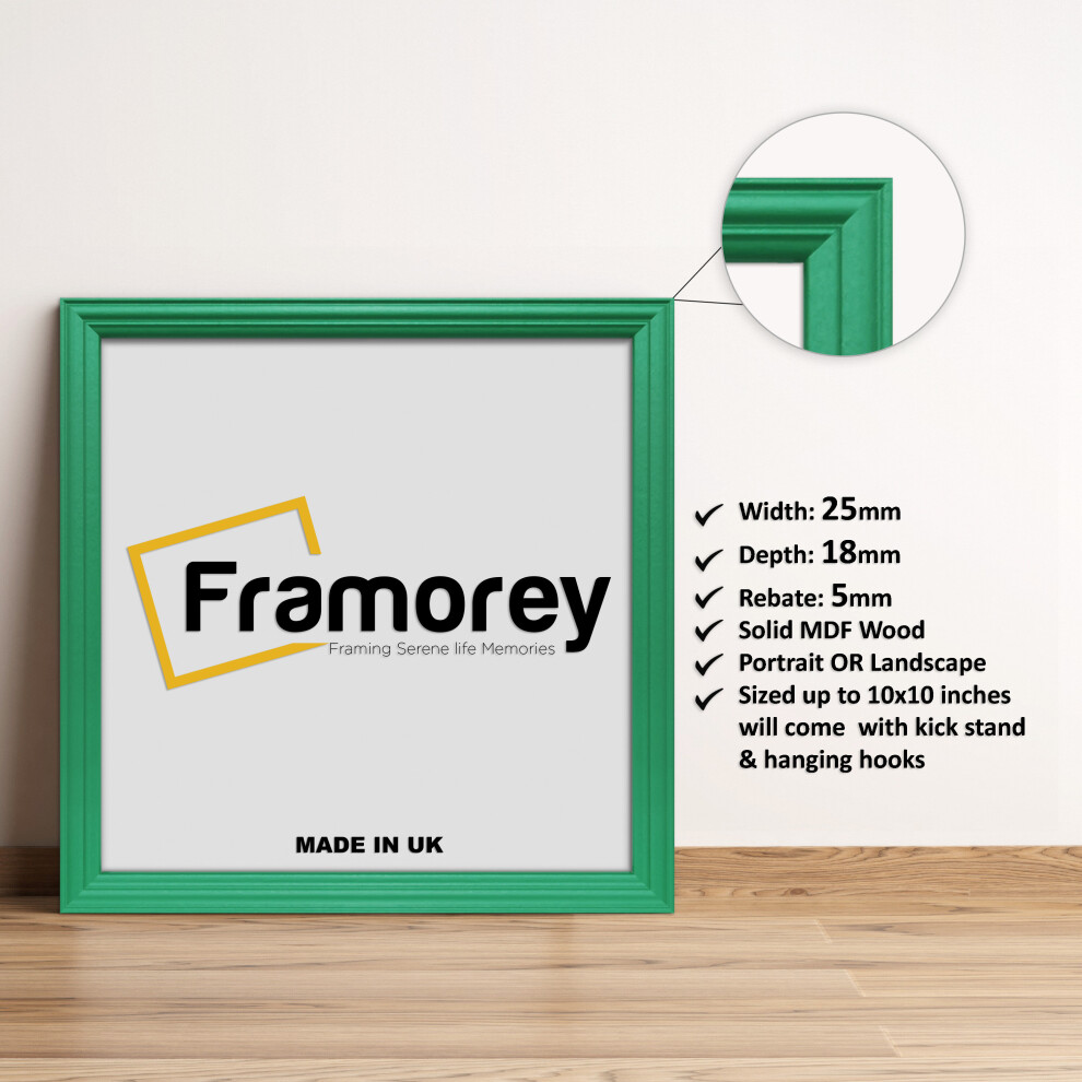 (9x9 Inch) Square Size Green Picture Frame / LW Style Wall Art Frame / Modern Photo Frames