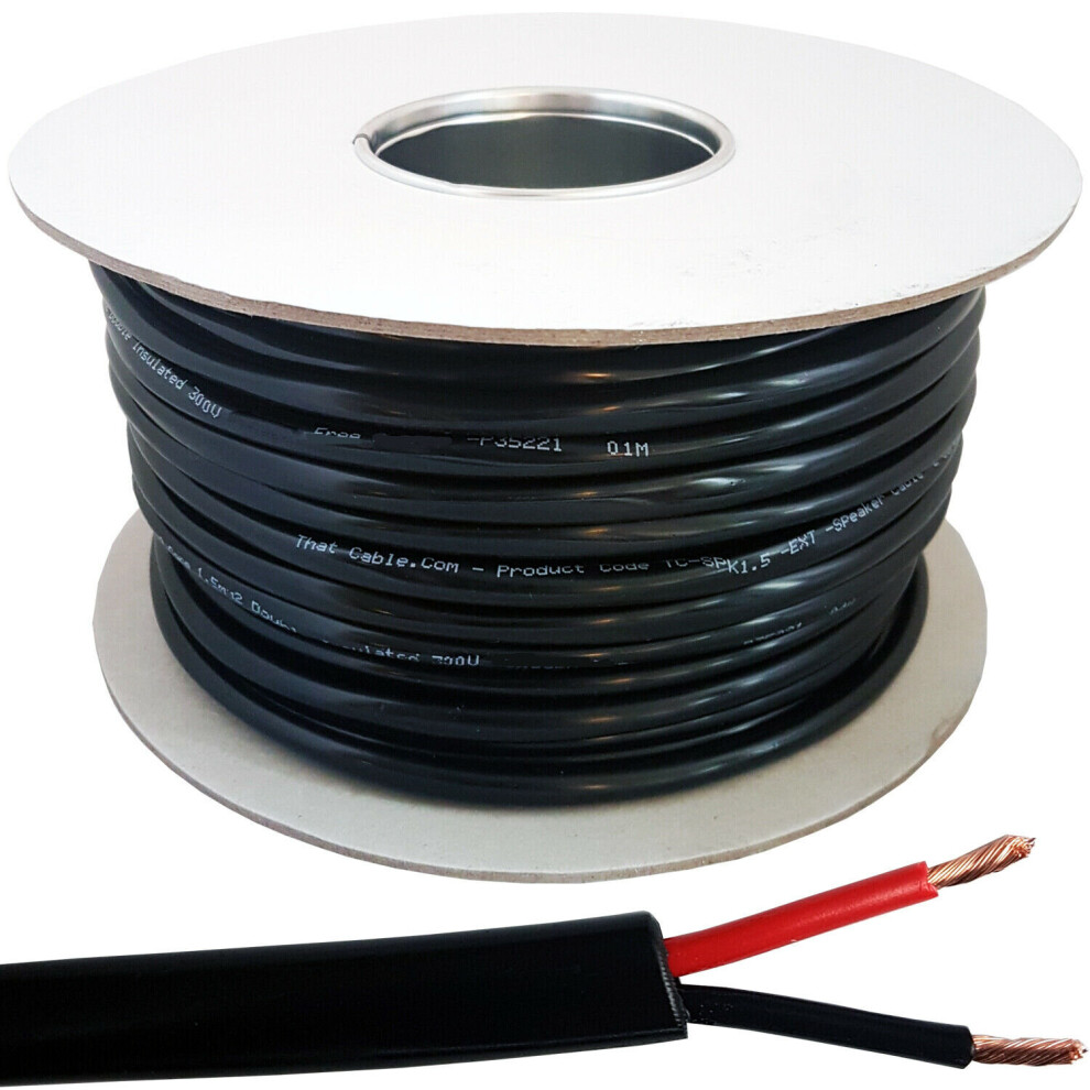 50m Outdoor Garden Speaker Wire Cable 1.5mmÂ² Stranded CCA Flex Reel 100V