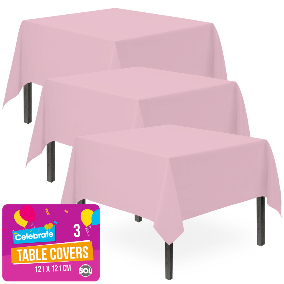 (PINK) Colour Table Cover 3pk Plain Pastel Tablecloth