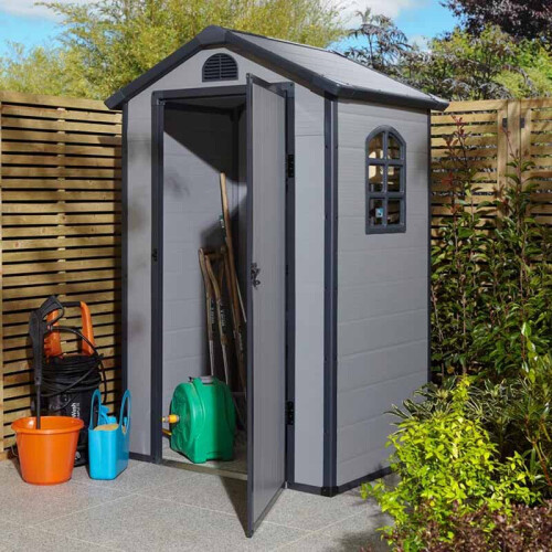 Rowlinson 43 Airevale Plastic Apex Shed - Light Grey