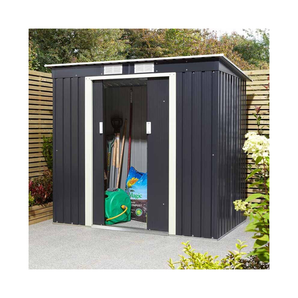 64 Trentvale Metal Pent Shed - Dark Grey
