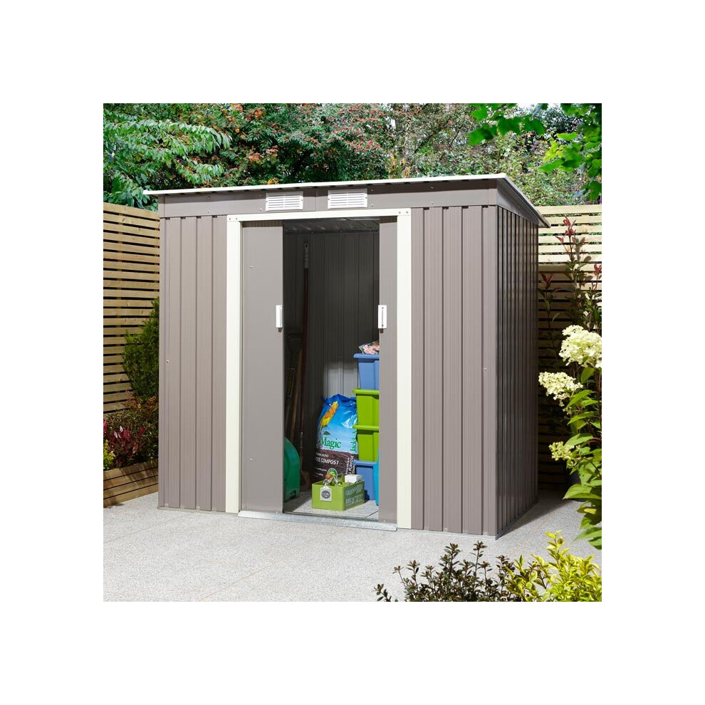 64 Trentvale Metal Pent Shed - Light Grey