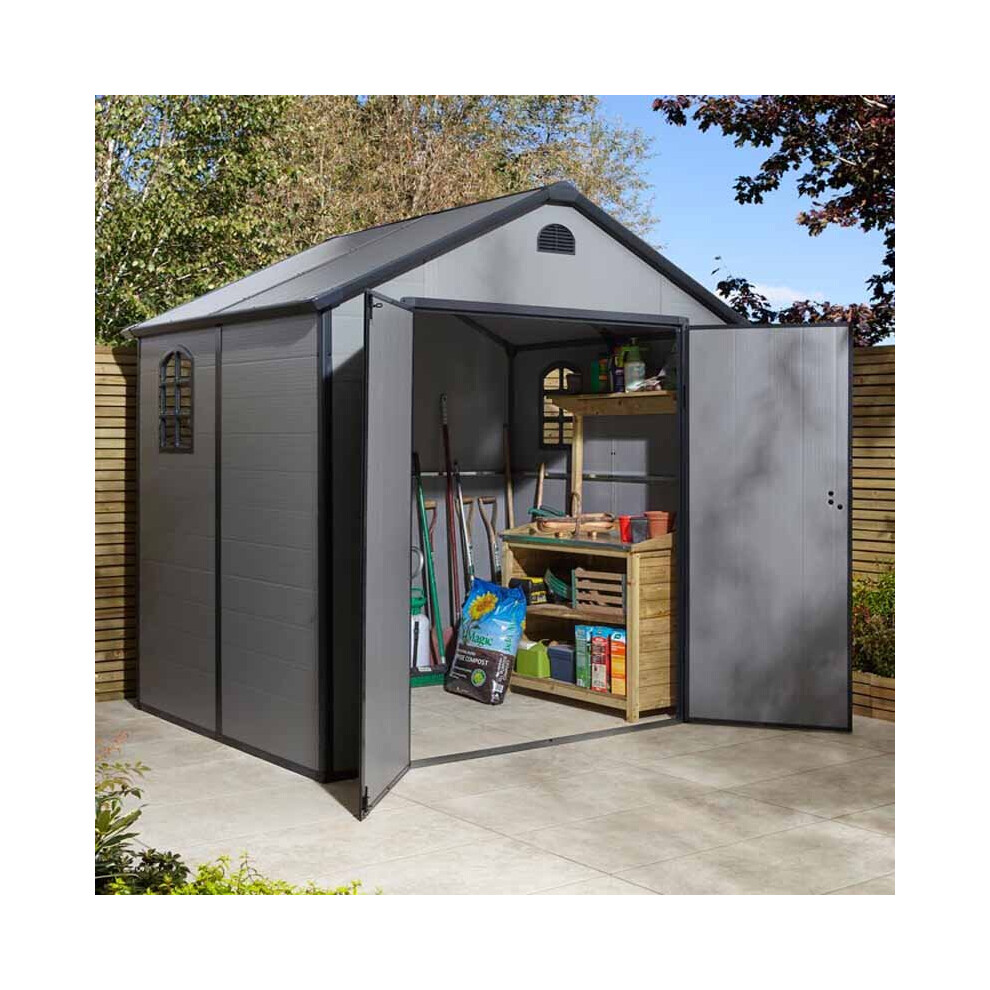 86 Airevale Plastic Apex Shed - Light Grey