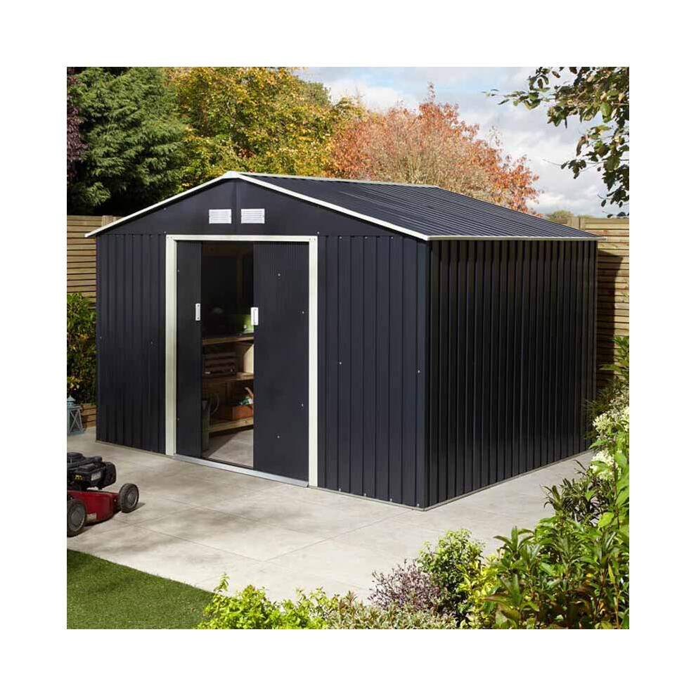 108 Trentvale Metal Apex Shed - Dark Grey