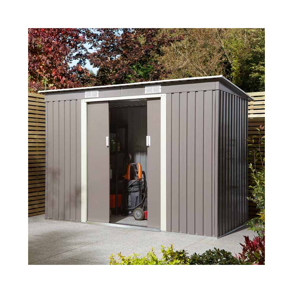 84 Trentvale Metal Pent Shed - Light Grey