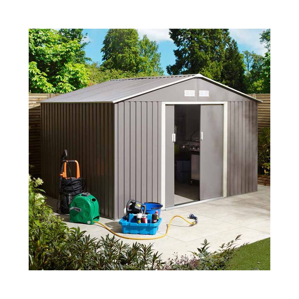 108 Trentvale Metal Apex Shed - Light Grey