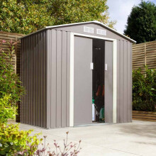 64 Trentvale Metal Apex Shed - Light Grey