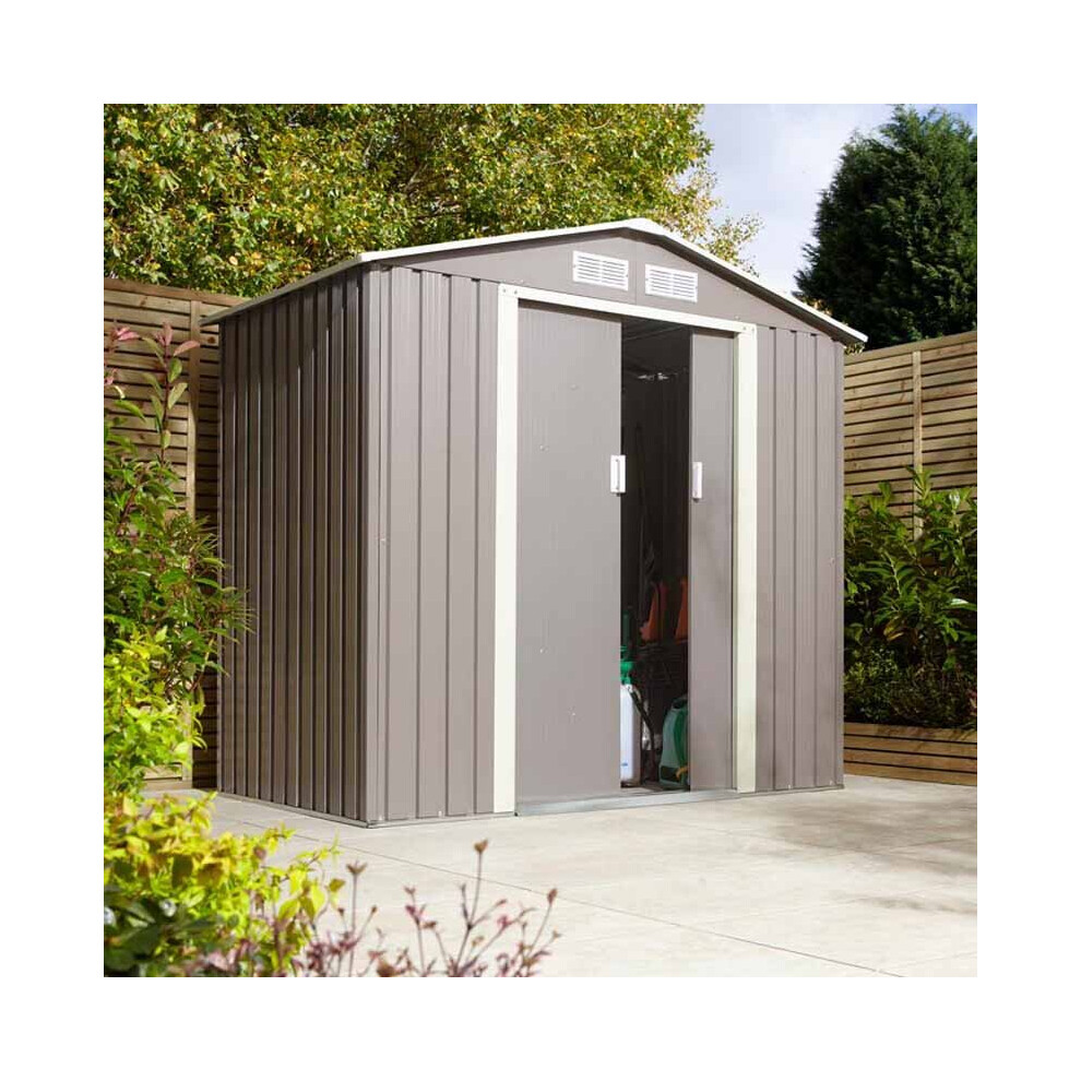 64 Trentvale Metal Apex Shed - Light Grey