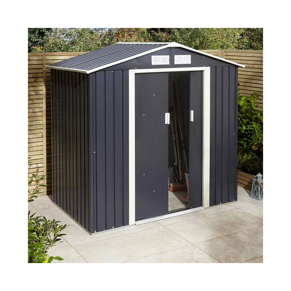 Rowlinson 64 Trentvale Metal Apex Shed - Dark/Grey
