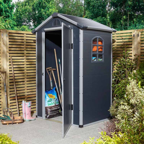 Rowlinson 43 Airevale Plastic Apex Shed - Dark Grey