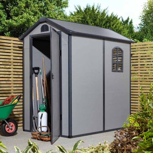 Rowlinson 46 Airevale Plastic Apex Shed - Light Grey