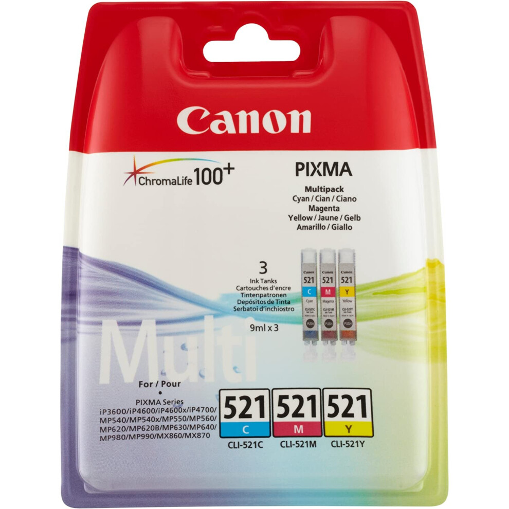 Canon Cli-521 C/M/Y Colour Ink Cartridge Multipack