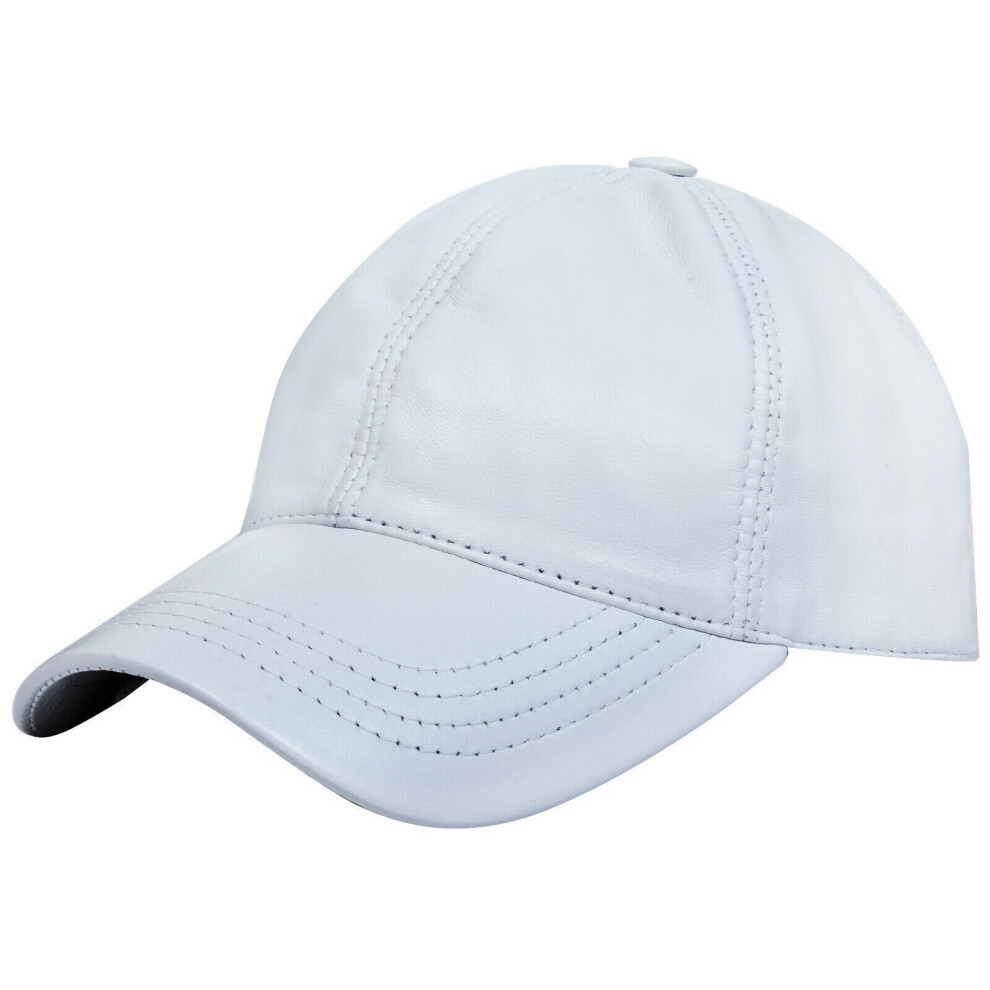 (White) Unisex Real Nappa Leather Golf Baseball Hat