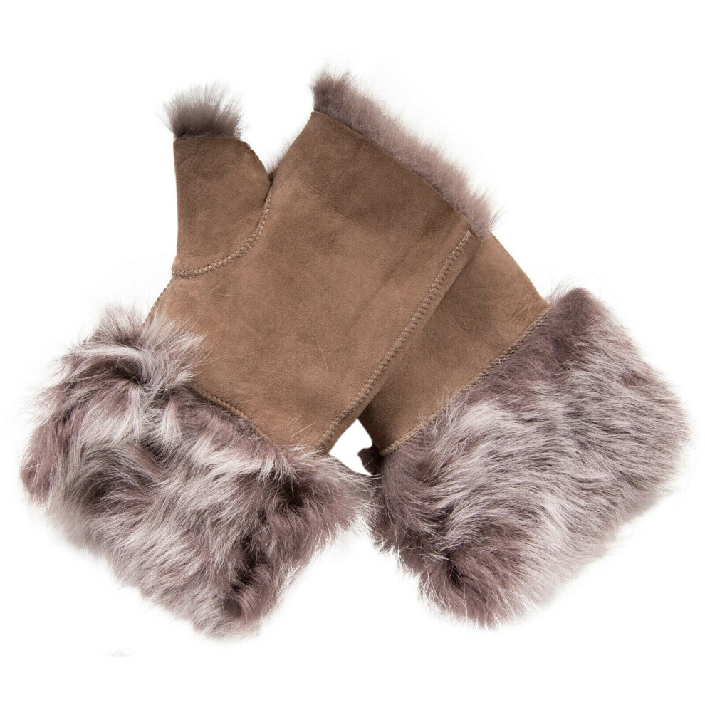 Shearling Mittens Fingerless Cuffs Toscana Suede Sheepskin Fur