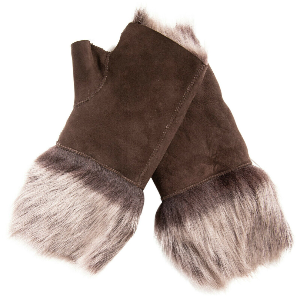 Shearling Mittens Fingerless Cuffs Toscana Suede Sheepskin Fur