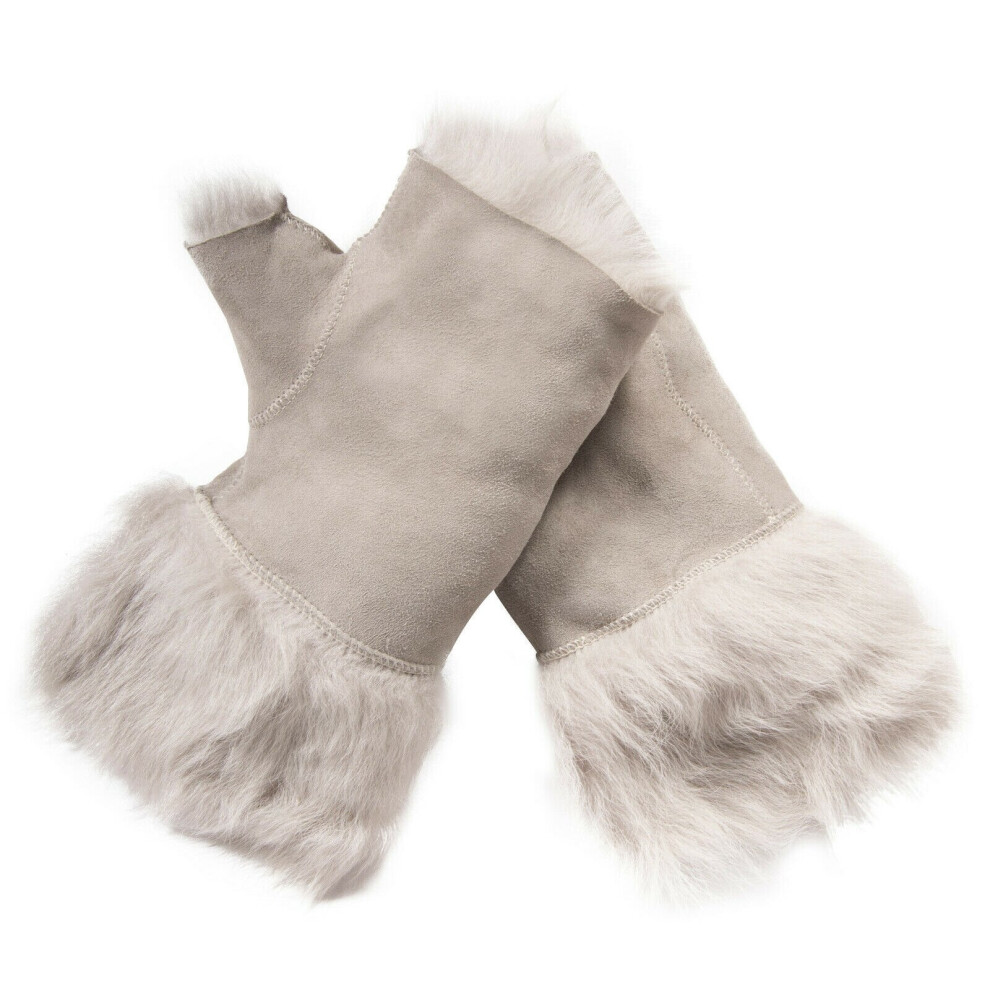 Shearling Mittens Fingerless Cuffs Toscana Suede Sheepskin Fur