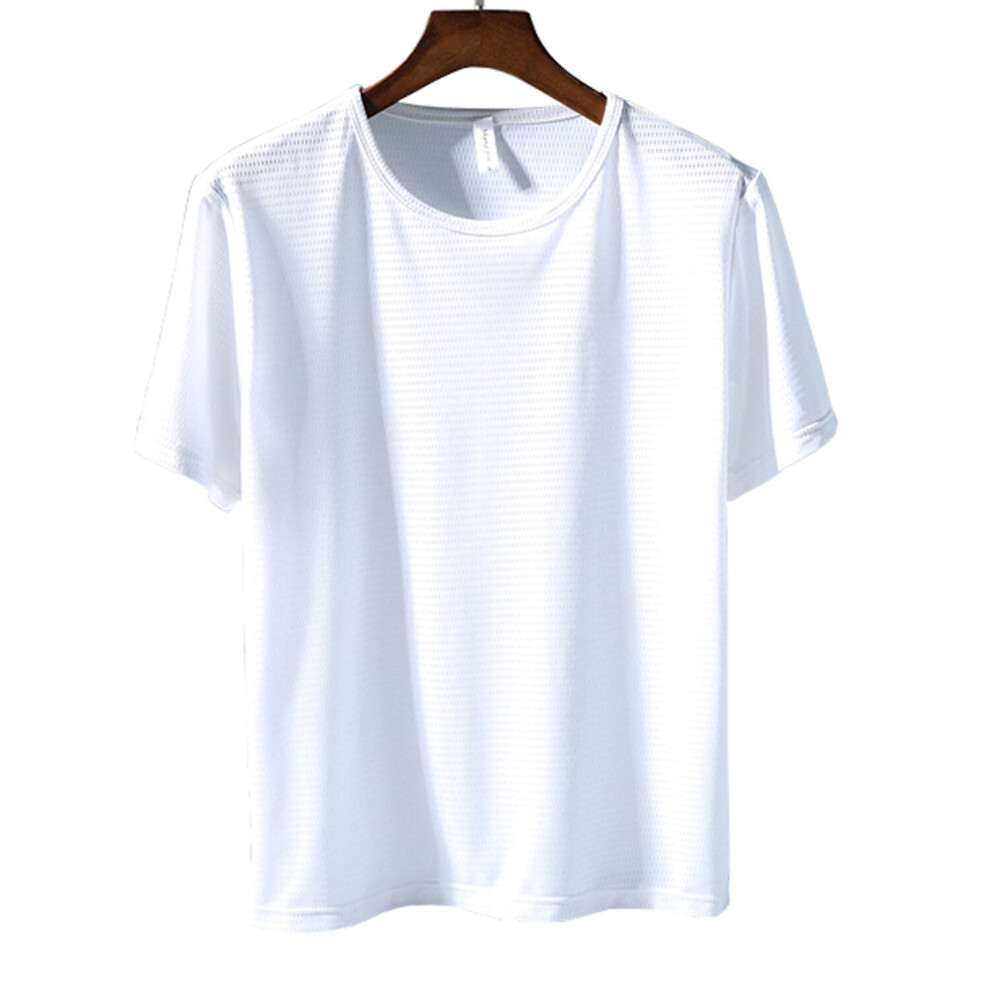 (White, 3XL) Cool Quick-Dry Sports T-Shirt