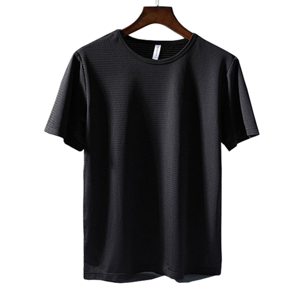 (Black, M) Cool Quick-Dry Sports T-Shirt