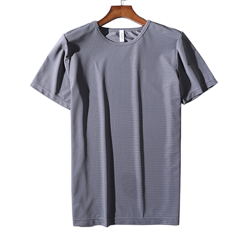 (Grey, 2XL) Cool Quick-Dry Sports T-Shirt