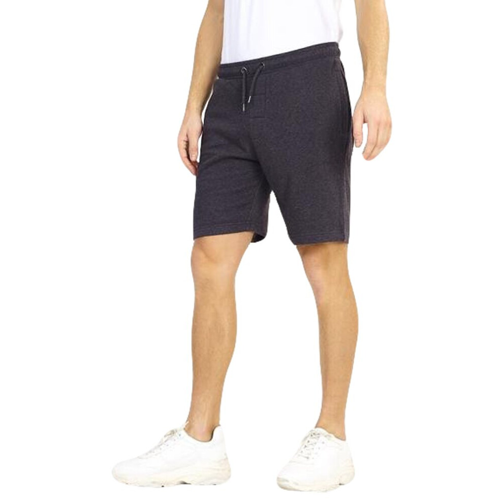 (Dark Charcoal, S) Mens Shorts Fleece Knee Length Gym Sweat Half Pants