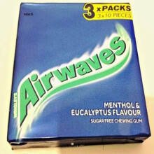 WRIGLEY'S AIRWAVES Sugar Free Chewing Gum 3 Pack - 30 Pieces - 42g