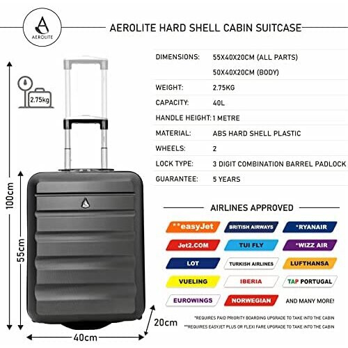 Aerolite Aerolite Hard Shell 2 Wheel Suitcase 1