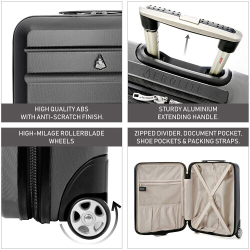 Aerolite Aerolite Hard Shell 2 Wheel Suitcase 2