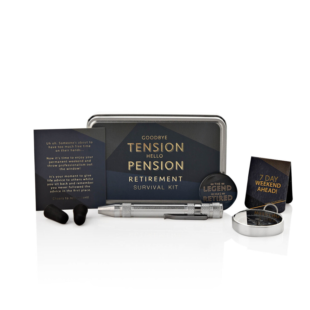 Mens Hotchpotch Orion Goodbye Tension Hello Pension Retirement Tin Kit