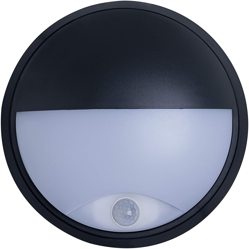 Luceco EBEE10P40-01 LED Eco Round Eyelid Bulkhead, with PIR Sensor, 10 Watts , Black