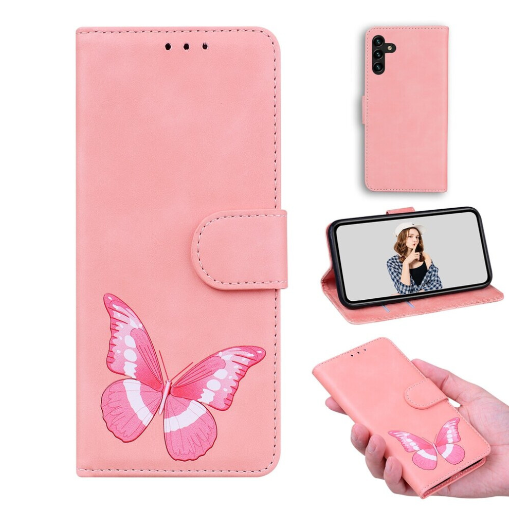 Case for Samsung Galaxy A13 5G Butterfly Cover Premium Leather Magnetic- Pink