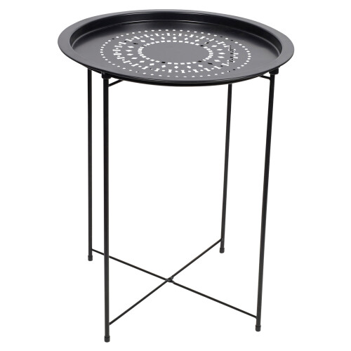URBN Living (Black) Folding Metal Round Bistro Coffee Table Patio 2