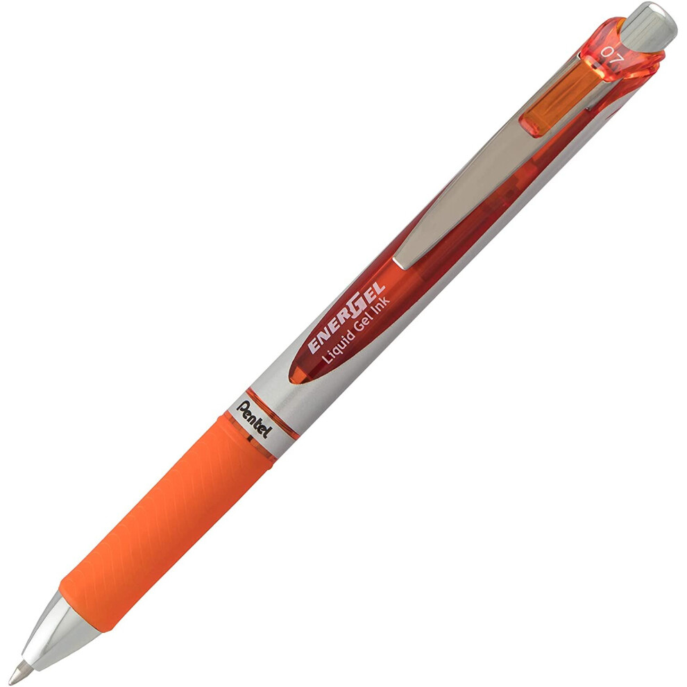 Pentel Energel Bl77-Fx 0.7 Mm Xm Retractable Roller Ball Gel Pen (Pack Of 12) Orange