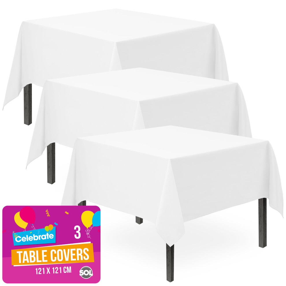 3pk White Plastic Table Cover Tablecloth Wipe Clean Party Events