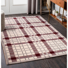 (Cream/Red, 80x150 cm (2'6''x5'0'')) Tartan Check Pattern Rug Hallway Runner