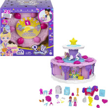 Polly Pocket Birthday Cake Countdown for Birthday Week, Birthday Cake Shape & Package, 7 Play Areas, 25 Surprises