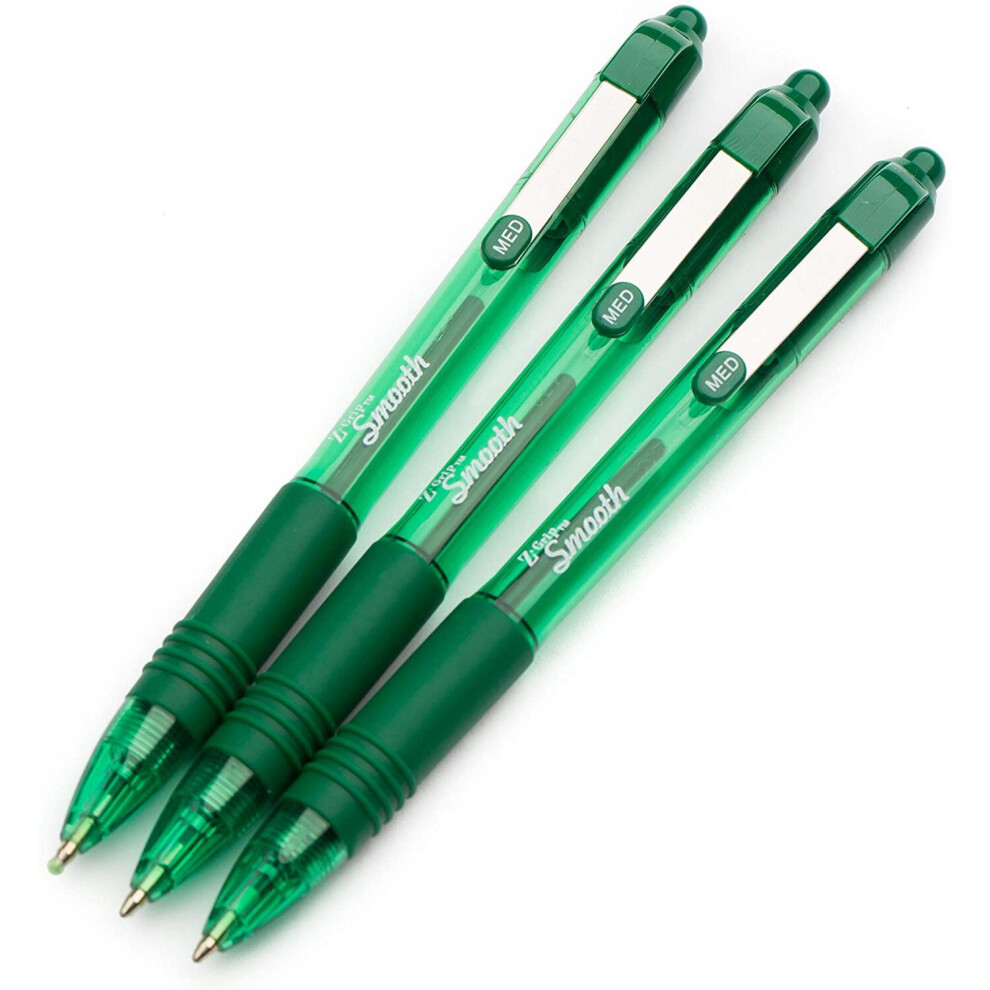 Zebra Z-Grip Smooth - Retractable Ballpoint Pen - 3 Pack - Green