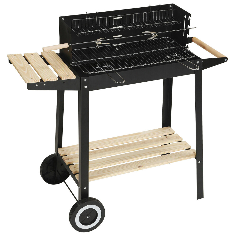 Small Size Portable BBQ Charcoal Grill Smoker Garden Wheels Outdoor