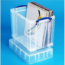 19 litre XL Really Useful Clear Plastic Storage Box- Stores 50 Vinyl LPs